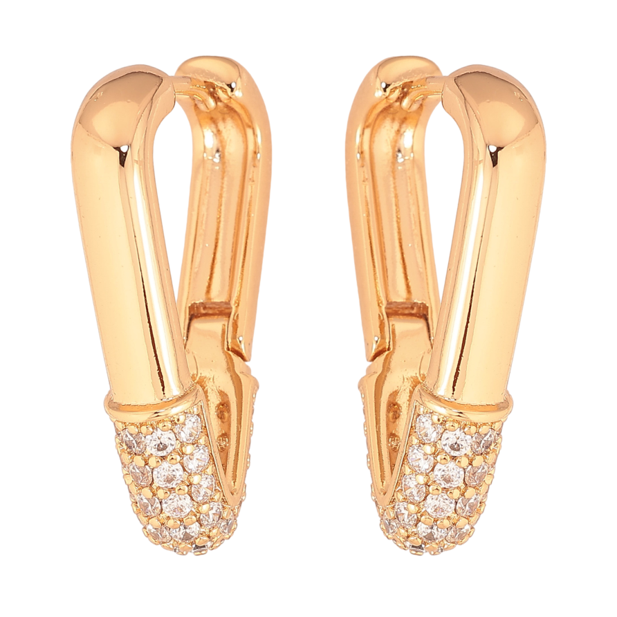 Серьги Xuping цвет Позолота 18К колечки "Узор с кристаллами" фото №1 Серьги Xuping цвет Позолота 18К колечки "Узор с кристаллами" фото №1