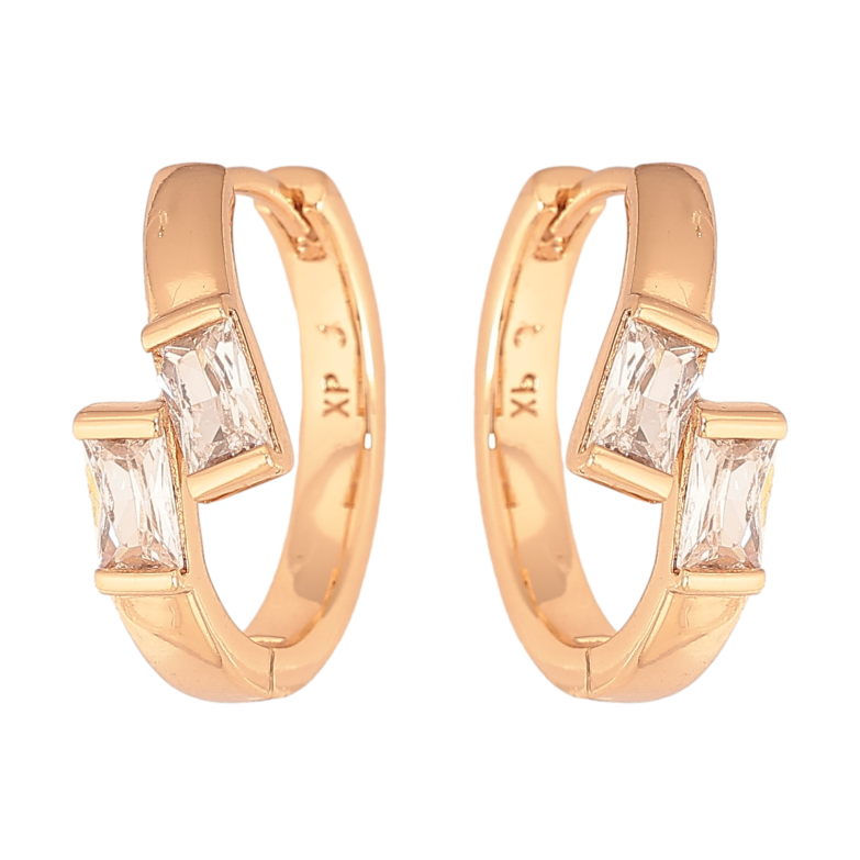 Сережки Xuping колір Позолота 18К колечка "Візерунок з кристалами" фото №1 Сережки Xuping колір Позолота 18К колечка "Візерунок з кристалами" фото №1