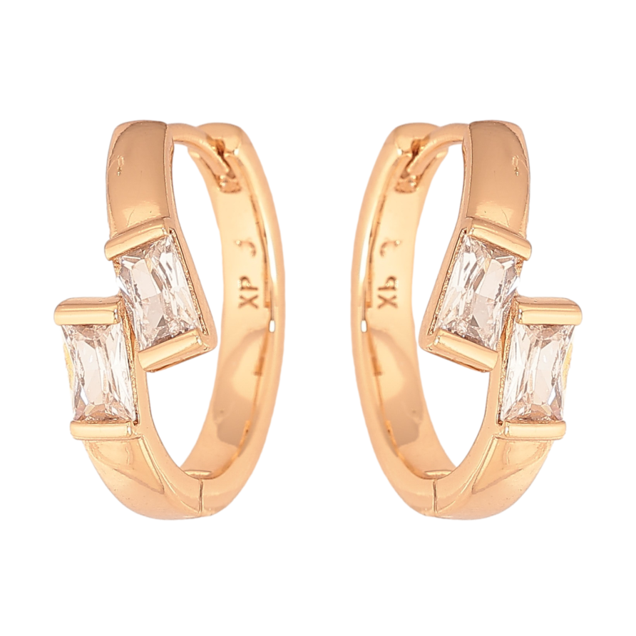 Сережки Xuping колір Позолота 18К колечка "Візерунок з кристалами" фото №1 Сережки Xuping колір Позолота 18К колечка "Візерунок з кристалами" фото №1