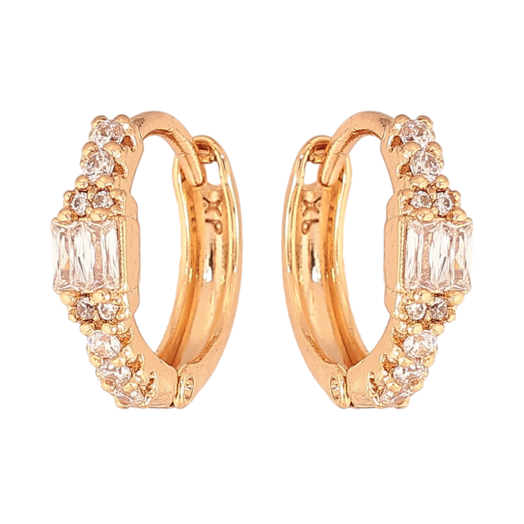 Сережки Xuping колір Позолота 18К колечка "Візерунок з кристалами" фото №8 Сережки Xuping колір Позолота 18К колечка "Візерунок з кристалами" фото №8