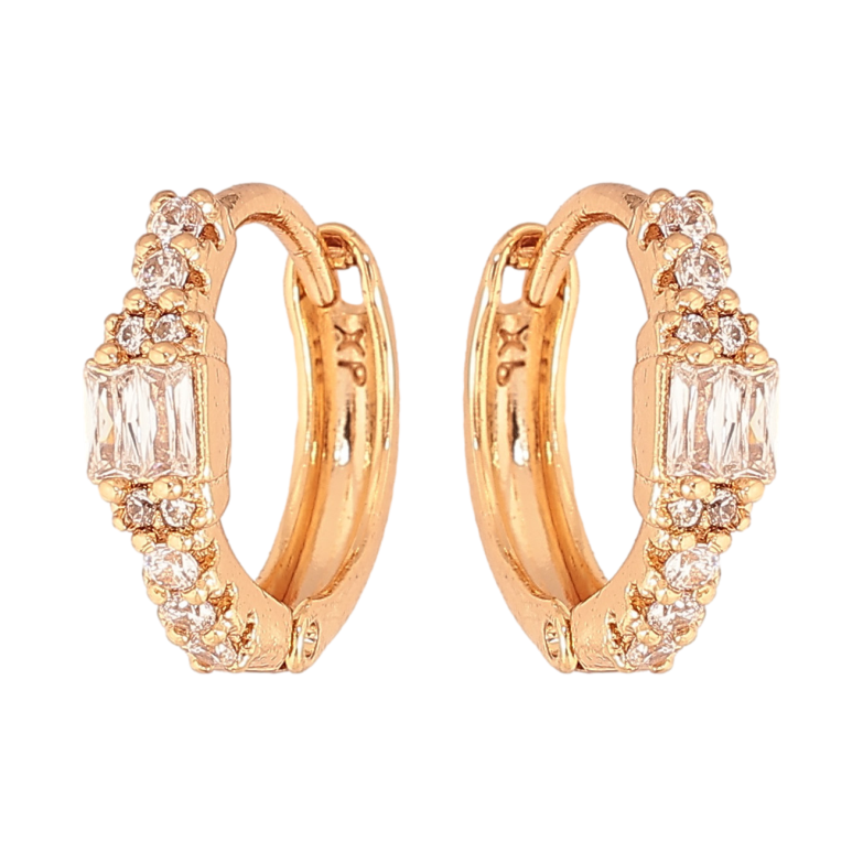 Сережки Xuping колір Позолота 18К колечка "Візерунок з кристалами" фото №1