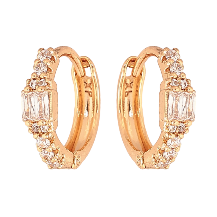 Сережки Xuping колір Позолота 18К колечка "Візерунок з кристалами" фото №1