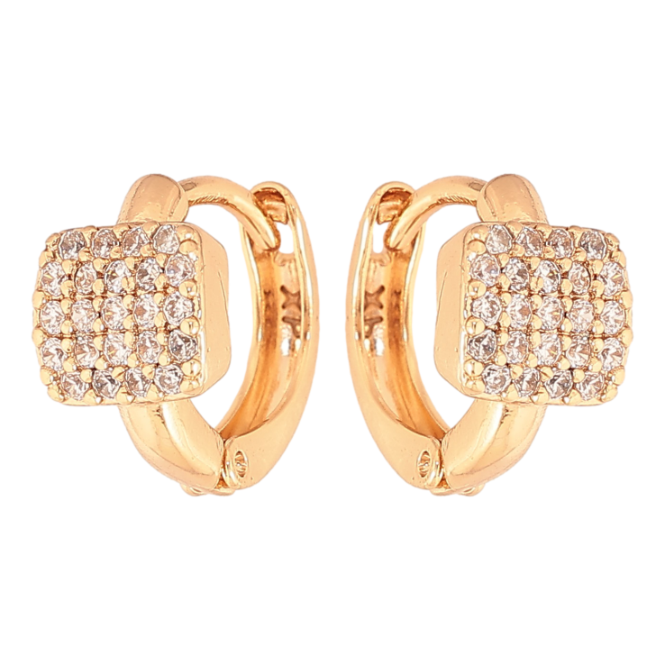 Сережки Xuping колір Позолота 18К колечка "Інкрустація кристалами" фото №6 Сережки Xuping колір Позолота 18К колечка "Інкрустація кристалами" фото №6