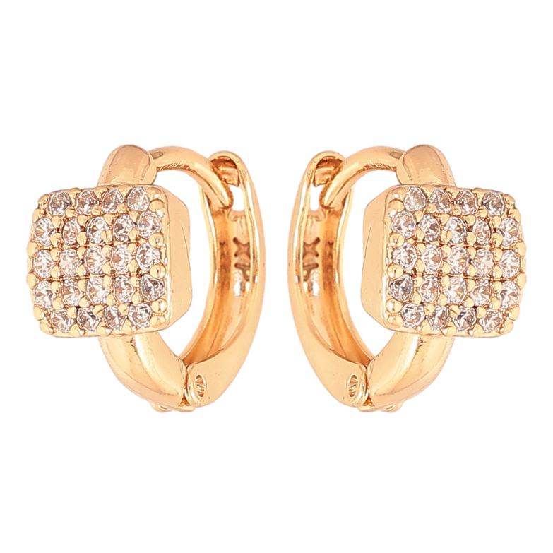 Сережки Xuping колір Позолота 18К колечка "Інкрустація кристалами" фото №1 Сережки Xuping колір Позолота 18К колечка "Інкрустація кристалами" фото №1