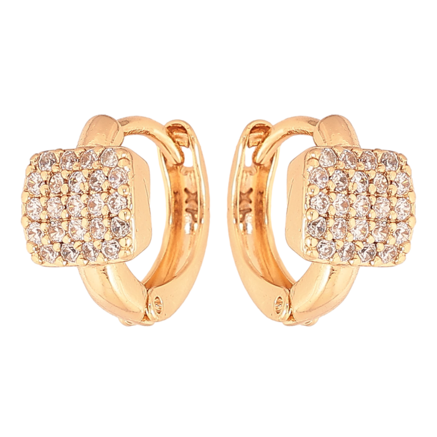 Сережки Xuping колір Позолота 18К колечка "Інкрустація кристалами" фото №1