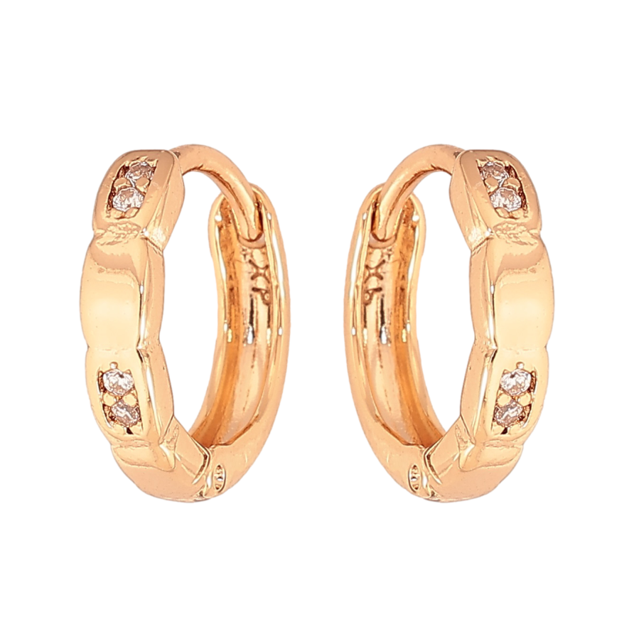 Сережки Xuping колір Позолота 18К колечка "Візерунок з кристалами" фото №1 Сережки Xuping колір Позолота 18К колечка "Візерунок з кристалами" фото №1