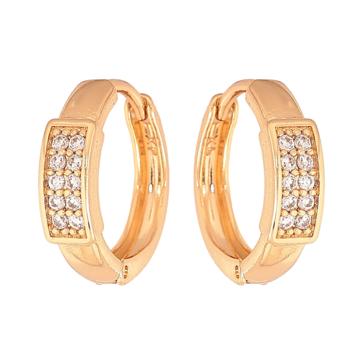 Сережки Xuping колір Позолота 18К колечка "Візерунок з кристалами" фото №8 Сережки Xuping колір Позолота 18К колечка "Візерунок з кристалами" фото №8