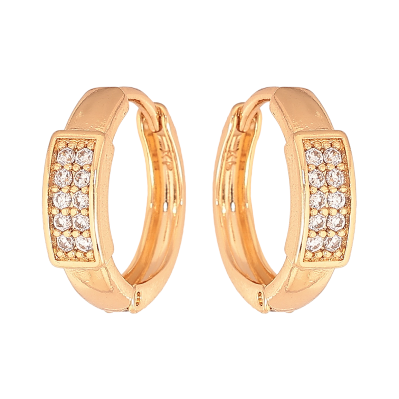 Серьги Xuping цвет Позолота 18К колечки "Узор с кристаллами" фото №1 Серьги Xuping цвет Позолота 18К колечки "Узор с кристаллами" фото №1