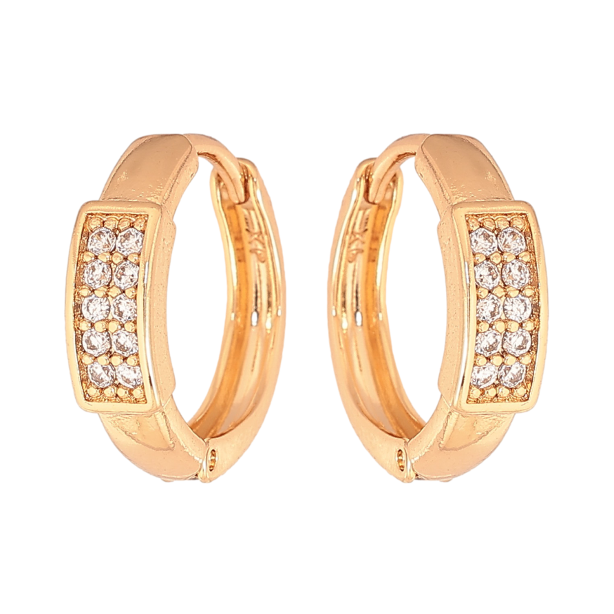 Серьги Xuping цвет Позолота 18К колечки "Узор с кристаллами" фото №1 Серьги Xuping цвет Позолота 18К колечки "Узор с кристаллами" фото №1