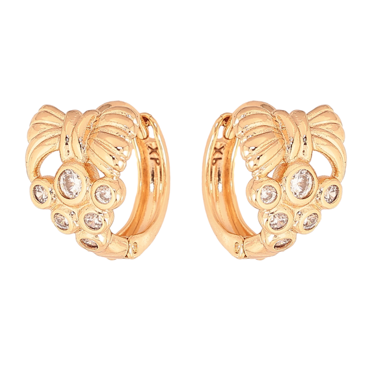 Сережки Xuping колір Позолота 18К колечка "Візерунок з кристалами" фото №25 Сережки Xuping колір Позолота 18К колечка "Візерунок з кристалами" фото №25