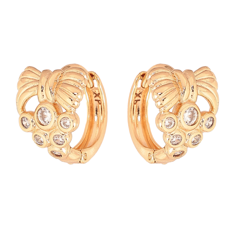 Сережки Xuping колір Позолота 18К колечка "Візерунок з кристалами" фото №1 Сережки Xuping колір Позолота 18К колечка "Візерунок з кристалами" фото №1