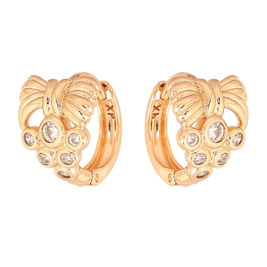 Сережки Xuping колір Позолота 18К колечка "Візерунок з кристалами" фото №1 Сережки Xuping колір Позолота 18К колечка "Візерунок з кристалами" фото №1
