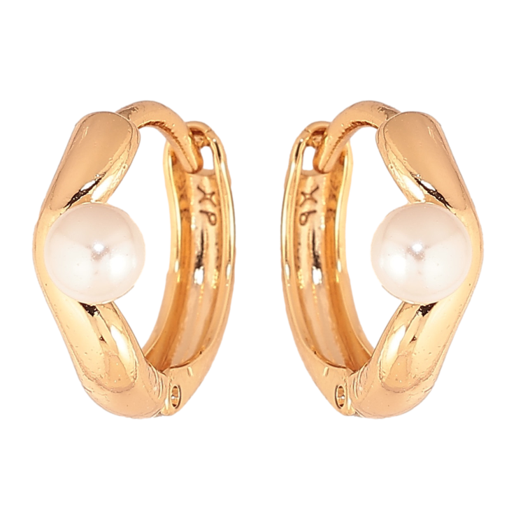 Серьги Xuping цвет Позолота 18К колечки "Узор с жемчужиной" фото №23