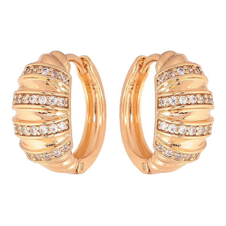 Серьги Xuping цвет Позолота 18К колечки "Узор с кристаллами" фото №16