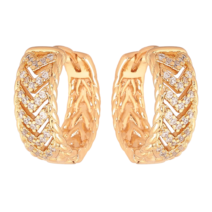 Серьги Xuping цвет Позолота 18К колечки "Узор с кристаллами" фото №19