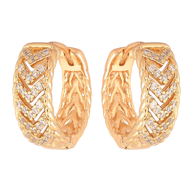 Сережки Xuping колір Позолота 18К колечка "Візерунок з кристалами" фото №1