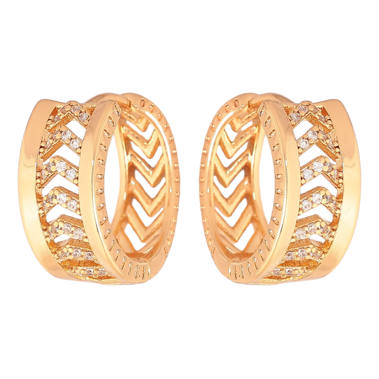 Серьги Xuping цвет Позолота 18К колечки "Узор с кристаллами" фото №15