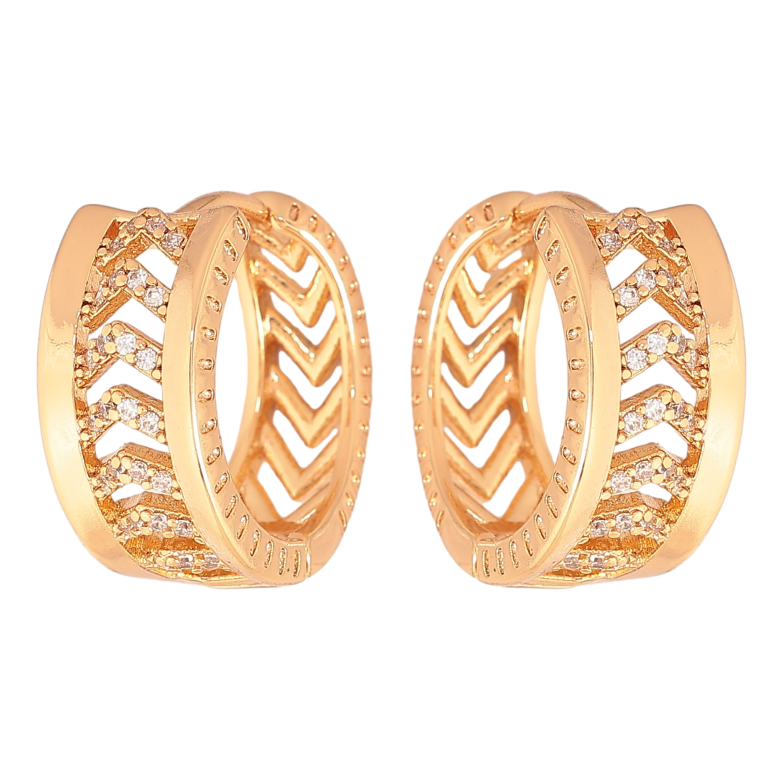 Сережки Xuping колір Позолота 18К колечка "Візерунок з кристалами" фото №1