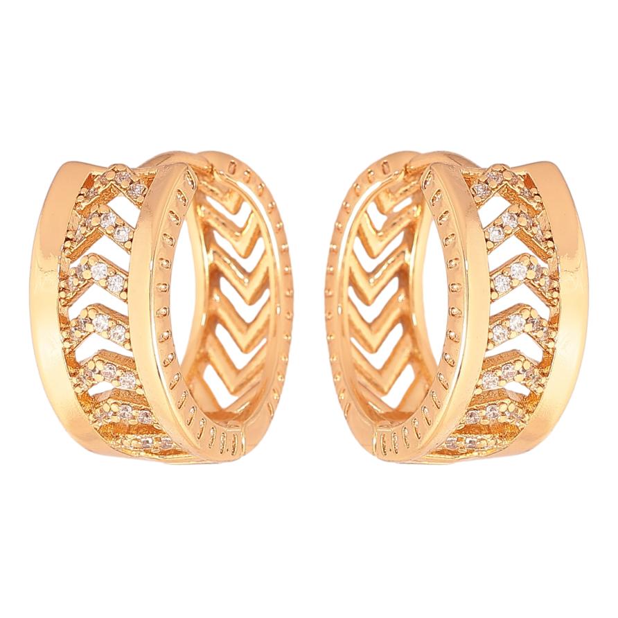 Серьги Xuping цвет Позолота 18К колечки "Узор с кристаллами" фото №1