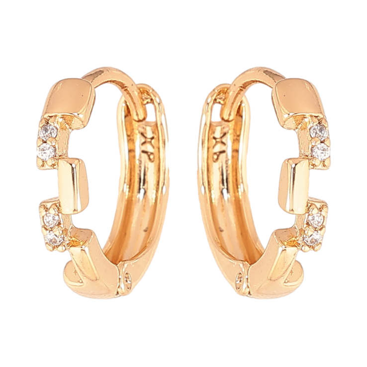 Серьги Xuping цвет Позолота 18К колечки "Узор с кристаллами" фото №10