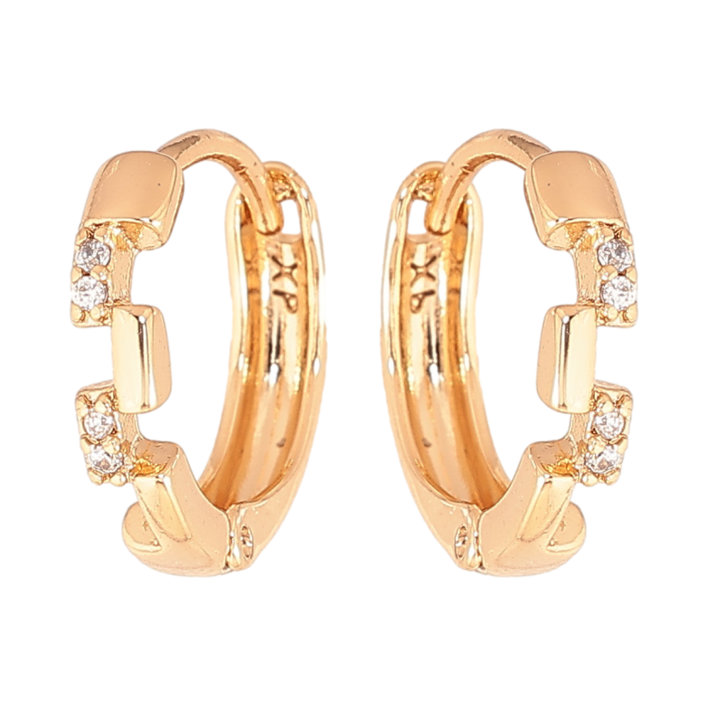 Сережки Xuping колір Позолота 18К колечка "Візерунок з кристалами" фото №1