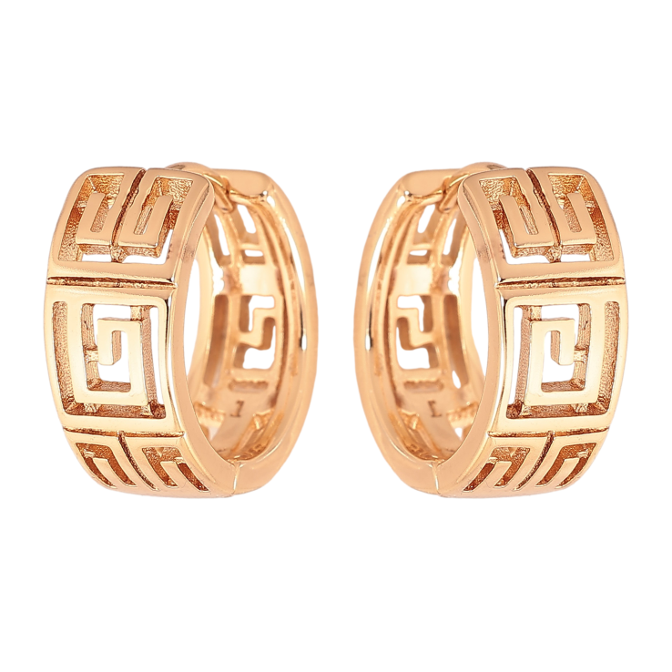 Серьги Xuping цвет Позолота 18К колечки "Греческий орнамент" фото №24