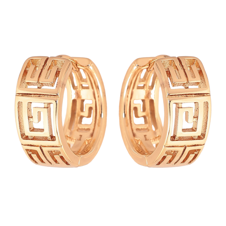 Серьги Xuping цвет Позолота 18К колечки "Греческий орнамент" фото №1