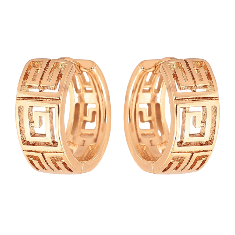 Серьги Xuping цвет Позолота 18К колечки "Греческий орнамент" фото №1