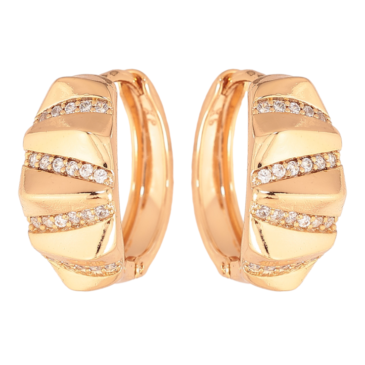 Сережки Xuping колір Позолота 18К колечка "Візерунок з кристалами" фото №14