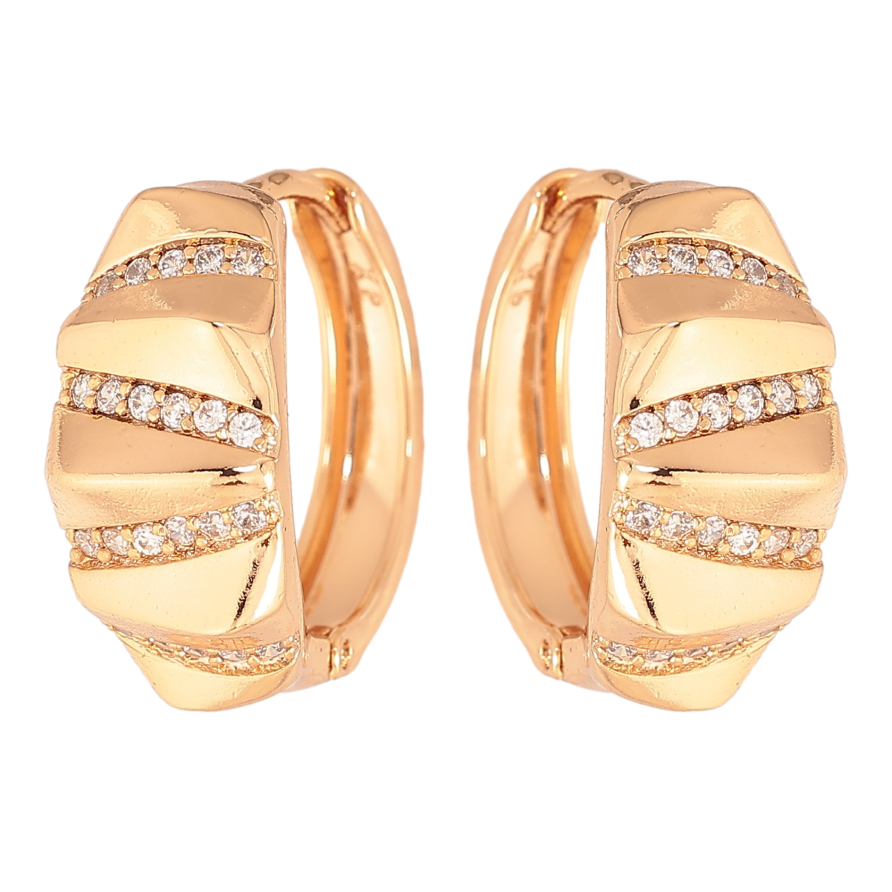 Сережки Xuping колір Позолота 18К колечка "Візерунок з кристалами" фото №1 Сережки Xuping колір Позолота 18К колечка "Візерунок з кристалами" фото №1