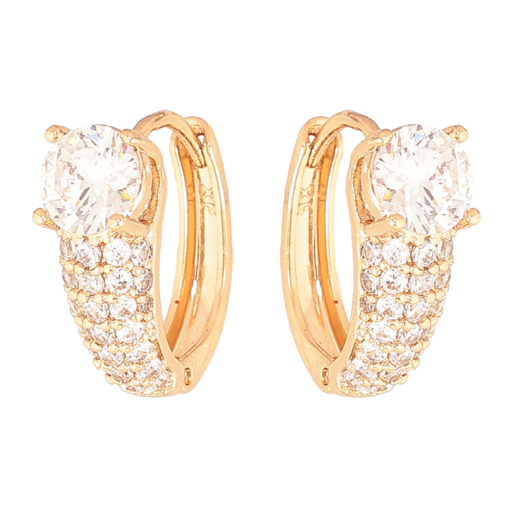 Серьги Xuping цвет Позолота 18К колечки "Инкрустация кристаллами" фото №10