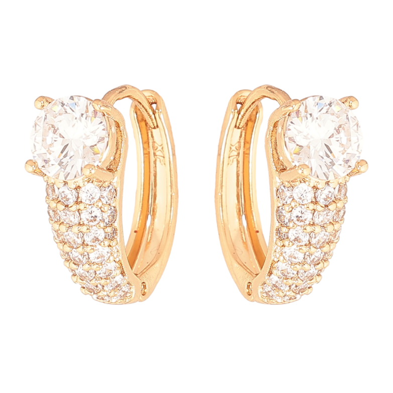 Серьги Xuping цвет Позолота 18К колечки "Инкрустация кристаллами" фото №1