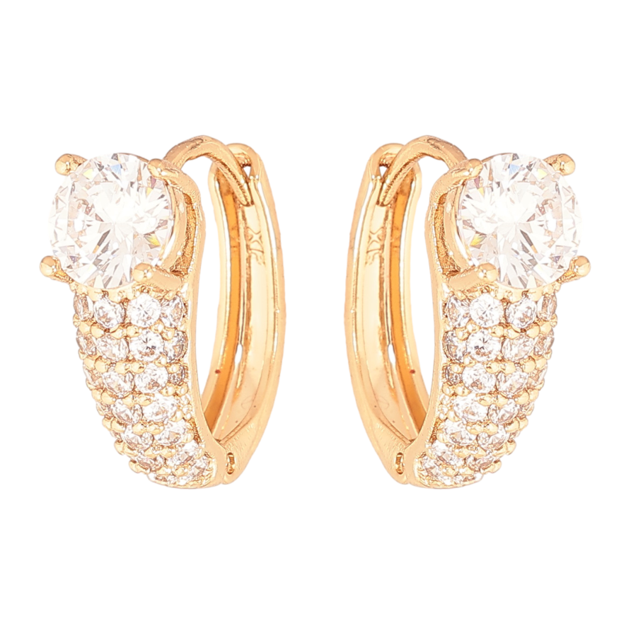 Серьги Xuping цвет Позолота 18К колечки "Инкрустация кристаллами" фото №1