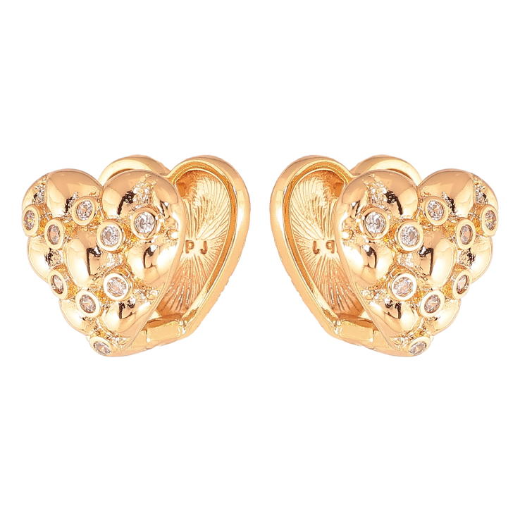 Сережки Xuping колір Позолота 18K колечка "Сердечки з кристалами" двосторонні фото №11