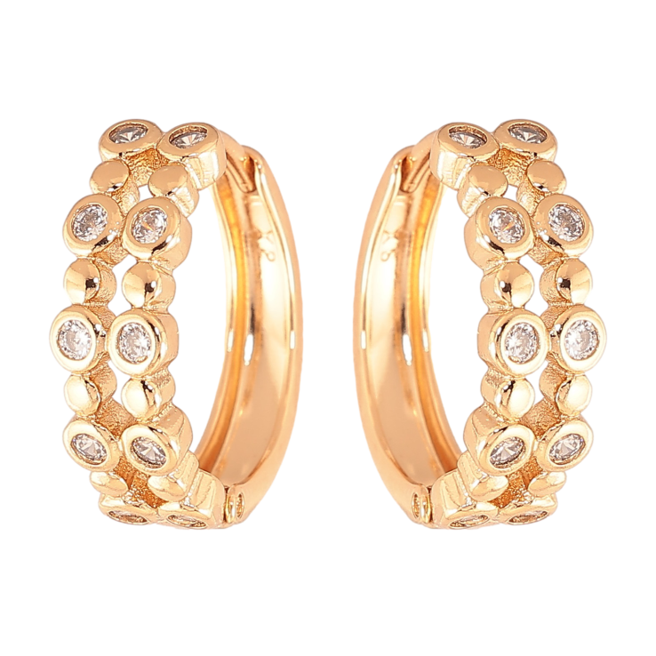 Сережки Xuping колір Позолота 18K колечка "Візерунок з кристалами" фото №9