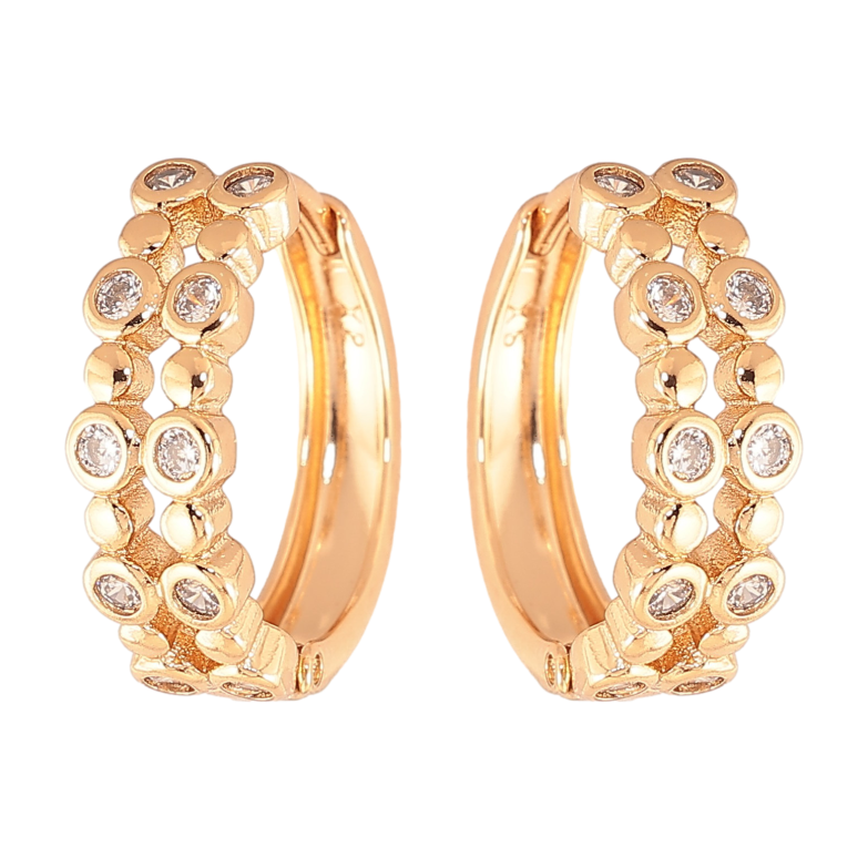 Сережки Xuping колір Позолота 18K колечка "Візерунок з кристалами" фото №1