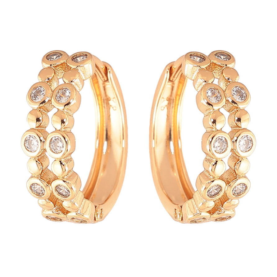 Сережки Xuping колір Позолота 18K колечка "Візерунок з кристалами" фото №1