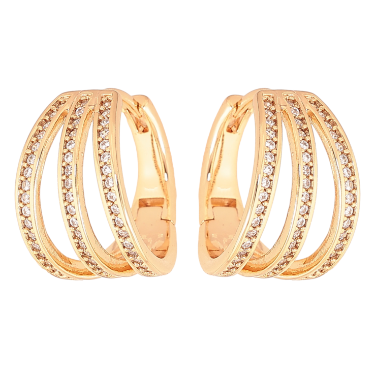 Серьги Xuping цвет Позолота 18K колечки "Кристальные дорожки"  фото №24