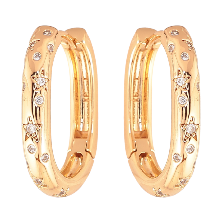 Сережки Xuping колір Позолота 18K колечка "Візерунок з кристалами" фото №4