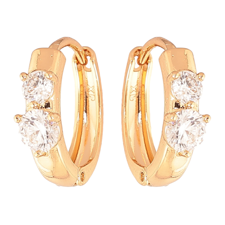 Сережки Xuping колір Позолота 18K колечка "Візерунок з кристалами" фото №15