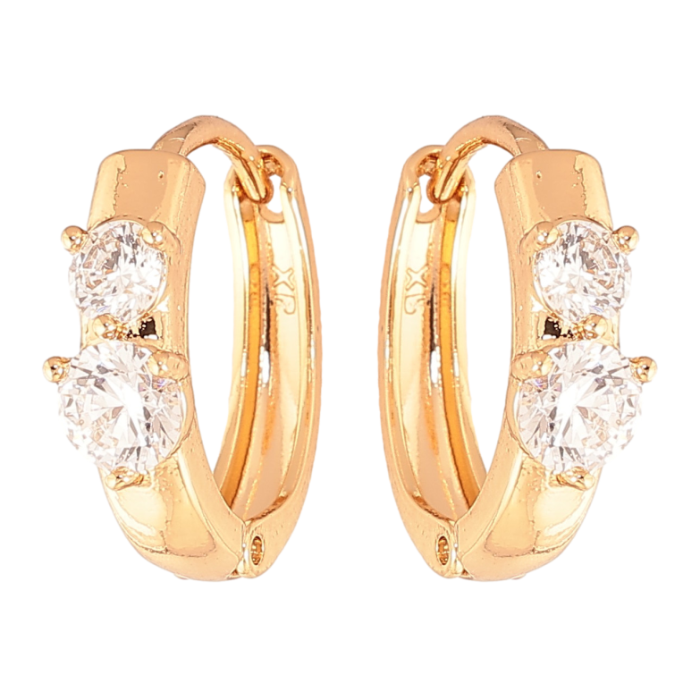 Сережки Xuping колір Позолота 18K колечка "Візерунок з кристалами" фото №1