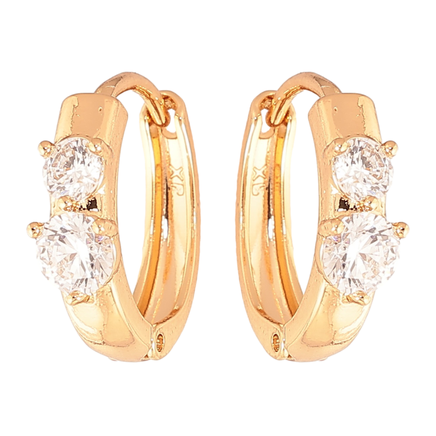 Сережки Xuping колір Позолота 18K колечка "Візерунок з кристалами" фото №1