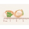 Сережки Xuping колір Позолота 18K колечка "Листочки з зеленою емаллю" фото №2