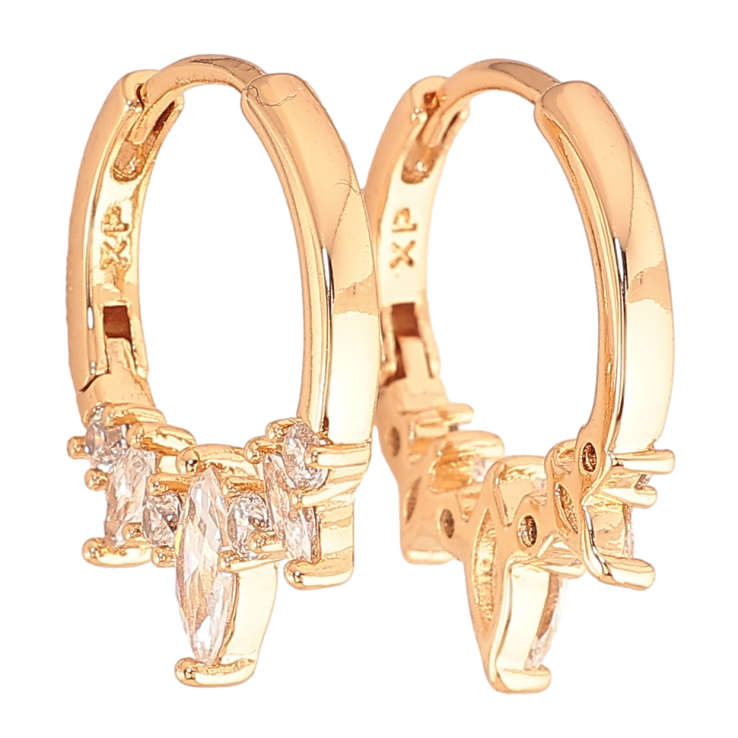 Серьги Xuping цвет Позолота 18K колечки "Узор с кристаллами"  фото №22