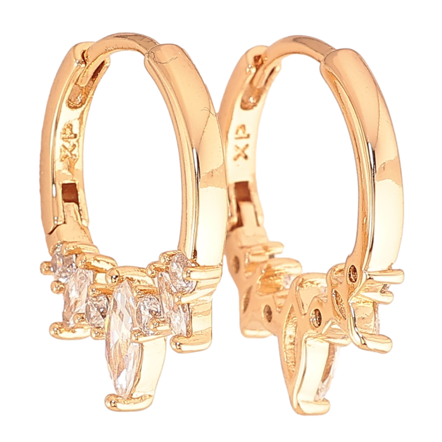 Серьги Xuping цвет Позолота 18K колечки "Узор с кристаллами" фото №1 Серьги Xuping цвет Позолота 18K колечки "Узор с кристаллами" фото №1