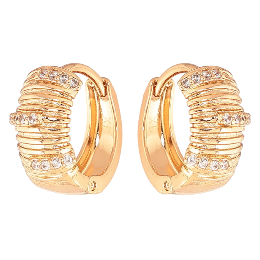 Сережки Xuping колір Позолота 18K колечка "Візерунок з кристалами" фото №1