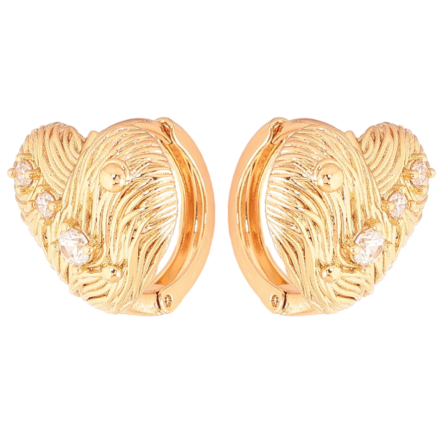 Сережки Xuping колір Позолота 18K колечка "Сердечка з кристалами" фото №1