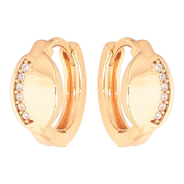 Сережки Xuping колір Позолота 18K колечка "Візерунок з кристалами" фото №6