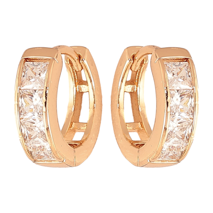 Сережки Xuping колір Позолота 18K колечка "Доріжки кристалів" фото №22