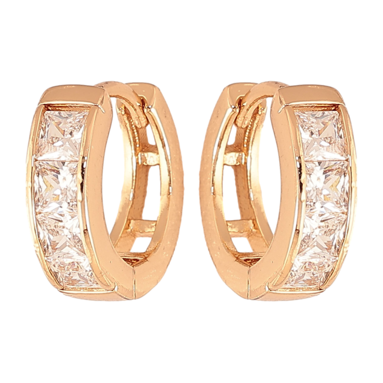 Серьги Xuping цвет Позолота 18K колечки "Дорожки кристаллов"  фото №1